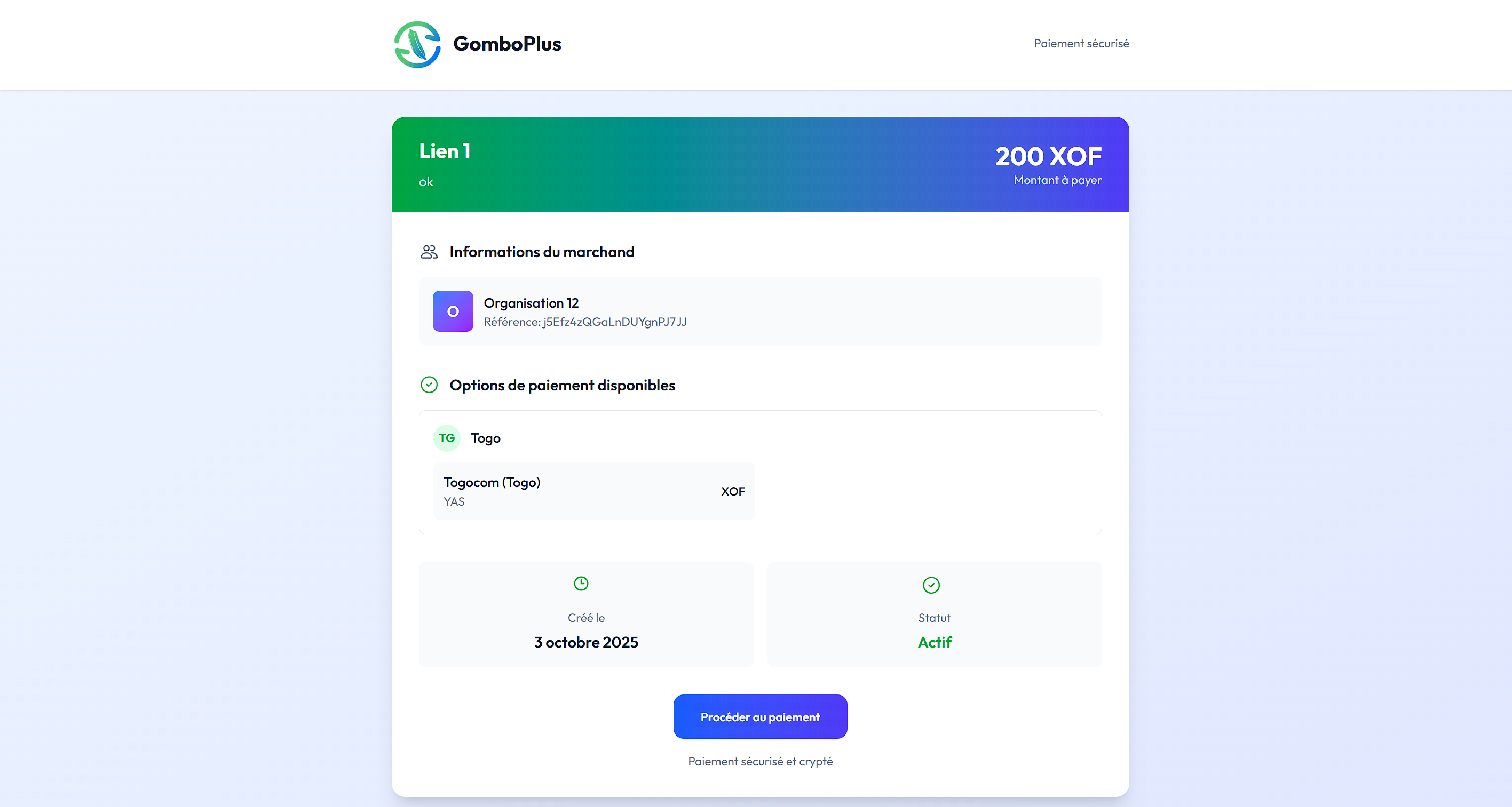 GomboPlus Liens de Paiement